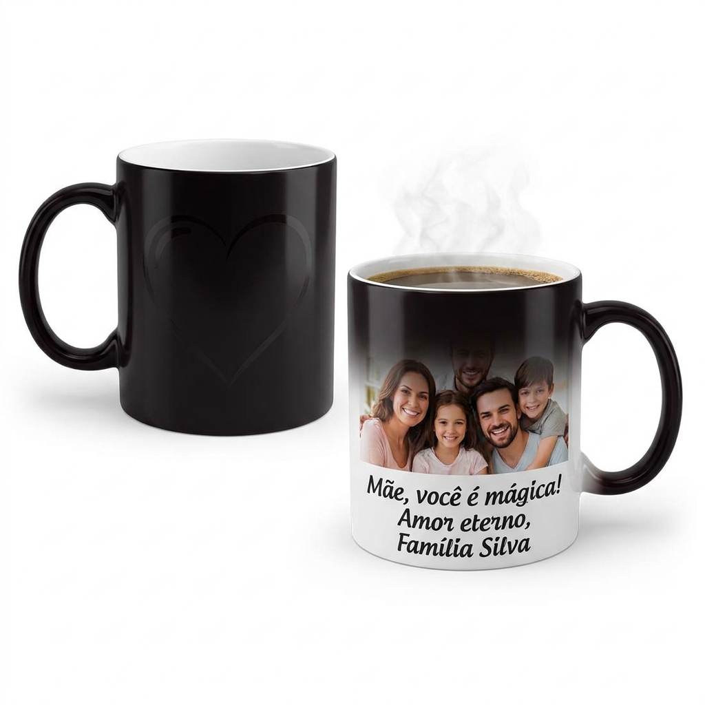 Caneca Mágica Personalizada de Cerâmica 325ml Crie com Sua Foto e Arte
