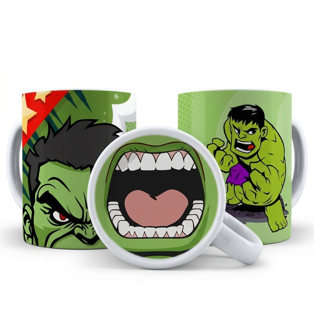 Caneca Personalizada Hulk Marvel Bocão Fundo Divertido Porcelana