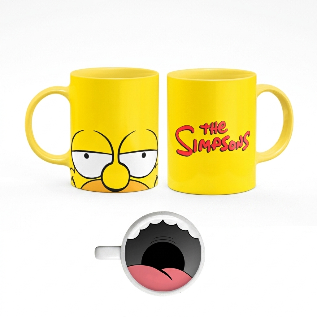 Caneca Os Simpsons Homer Boca no Fundo Cerâmica 325ml