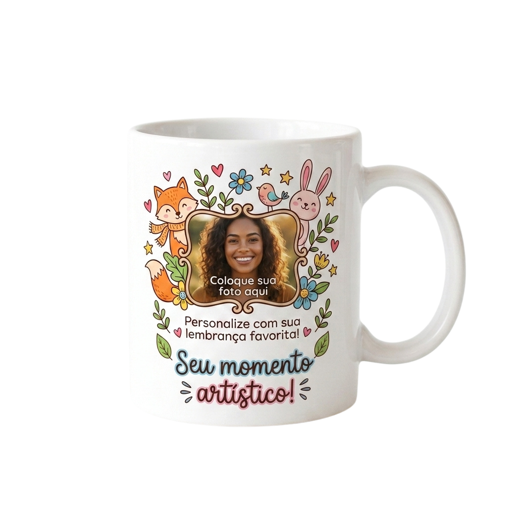 Caneca Personalizada com Sua Foto e Arte Favorita Cerâmica 325ml